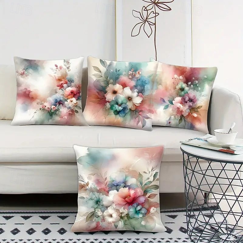 Floral Decorative Toss Pillows Cover 4PC Soft Square Couch Cushion Case Pillowcase for Farmhouse Bedroom Livingroom Sofa Chair 2026 - $20.99 –P1