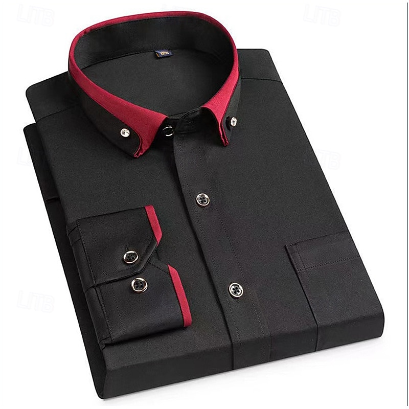 Per uomo Camicia Camicie Camicia con bottoni Tinta unica Matrimonio Feste Nero Bianco Rosa Vino Manica lunga Bavero Primavera Autunno Abbigliamento Tasche del 2025 a $21.99 –P7