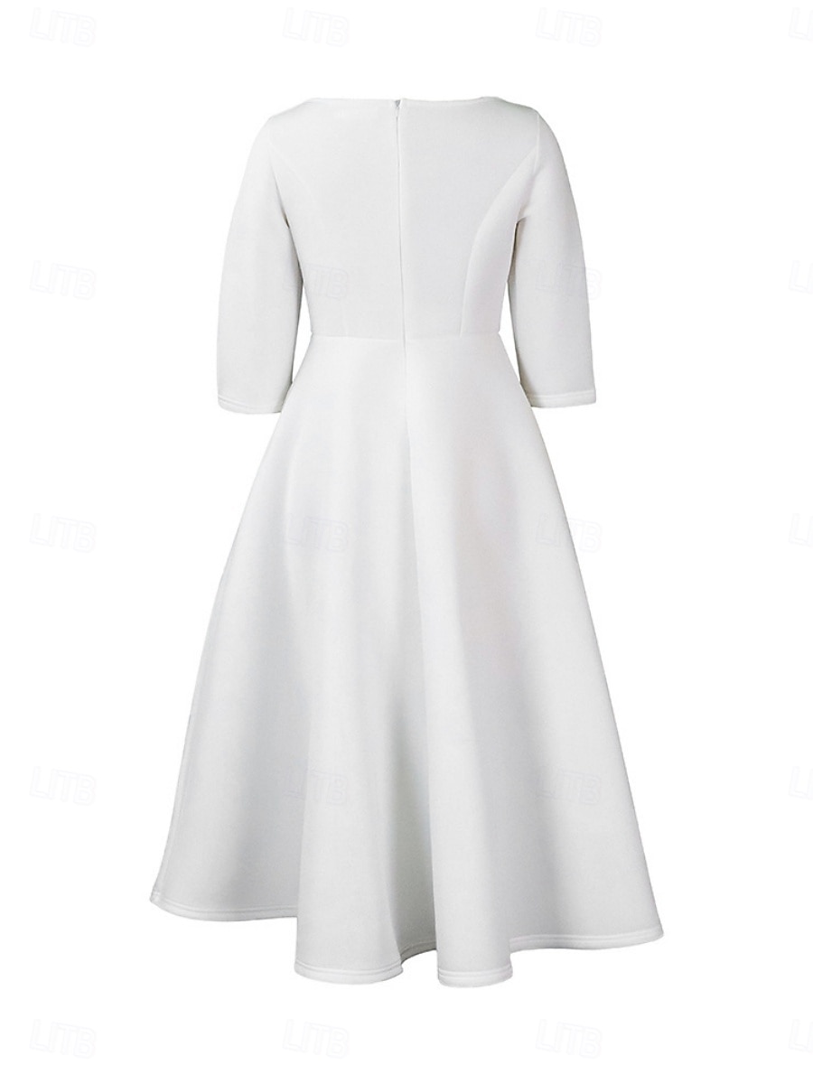 Kentucky Derby Damen Midi Kleid A-Linie Kleid Fit And Flare Kleid Elegant Party Cocktail Hochzeitsgast Verlobung Cocktailparty Reguläre Passform Grafisch Ärmellos V-Ausschnitt Schwarz Weiß Rot 2025 - $44.99 –P14