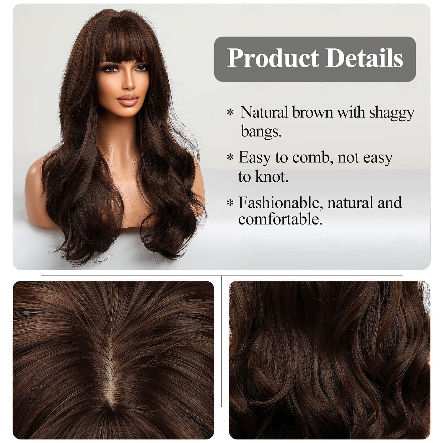 Long Brown Wig with Bangs Wave Curly Wigs for Women Heat Resistant Natural Synthetic Wig for Daily Use 2026 - $28.99 –P2