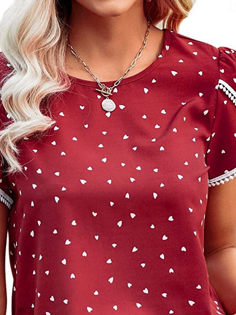 Tricou de femei Puncte Stilat Casual Mâneci Scurte Gât Rotund Topuri Regulate Zilnice Print Negru Alb Roz Roșu Albastru Vară Primăvară 2025 - $16.99 –P2