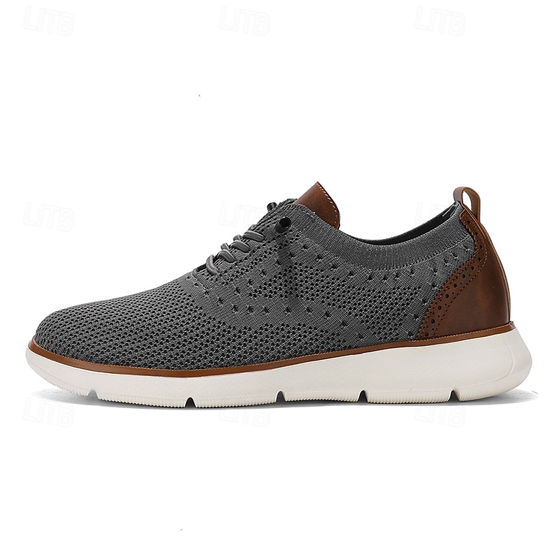 Atmungsaktive Strick-Sneaker für Herren mit Kunstlederakzenten – stylische, leichte Sportschuhe für die Freizeit und den Komfort im Alltag 2025 - $46.99 –P5