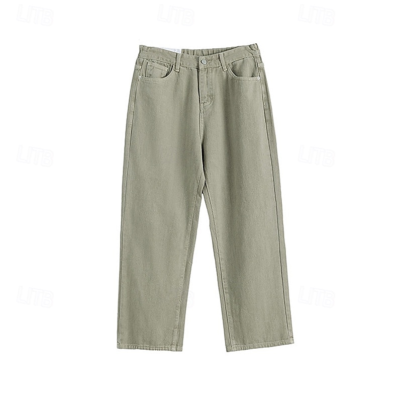 Homme Pantalon chino Boutons Avec Poches Jambe Droite Couleur Unie Longueur complète Extérieur Vacances Occasionnel Élégant Vacances Kaki clair Noir Micro-Élastique de 2025 ? $39.99 –P8