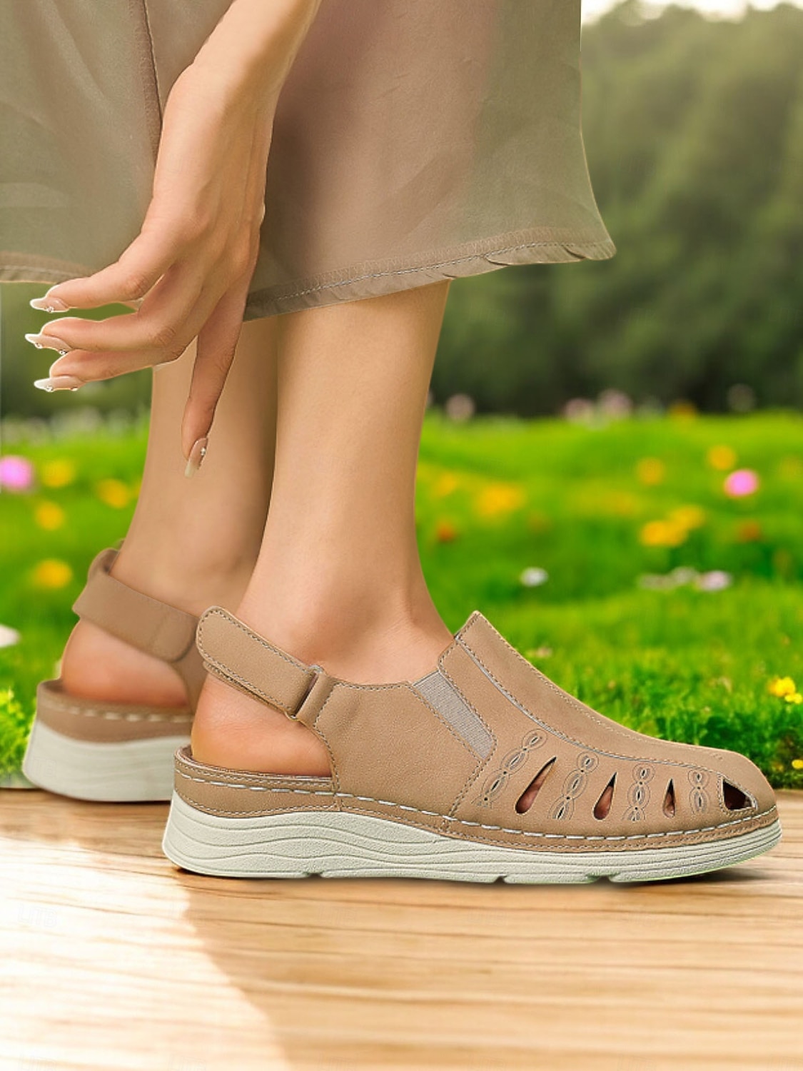 sandali casual con cinturino posteriore per donna – scarpe chiuse con design ritagliato, comode per l'uso quotidiano e per le occasioni primaverili/estive del 2025 a $26.99 -P5