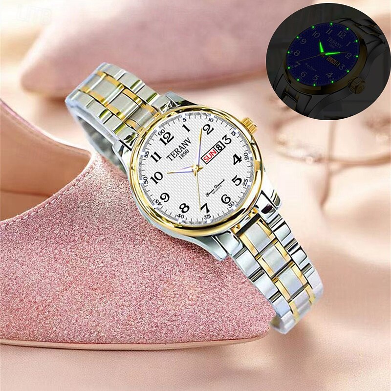 digitale nuovo quadrante circolare orologio da donna business ipx7 impermeabile calendario luminoso display settimanale cinturino in lega multifunzionale elegante orologio al quarzo per viaggio tempo del 2025 a GBP £14 –P1