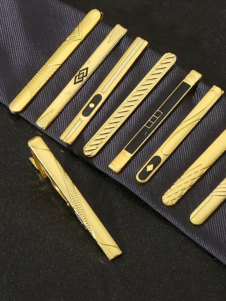 elegante gouden stropdasclip voor heren – strak design met zwarte inleg, perfect voor zakelijke, formele evenementen en bruiloften 2025 - $9.99 –P2
