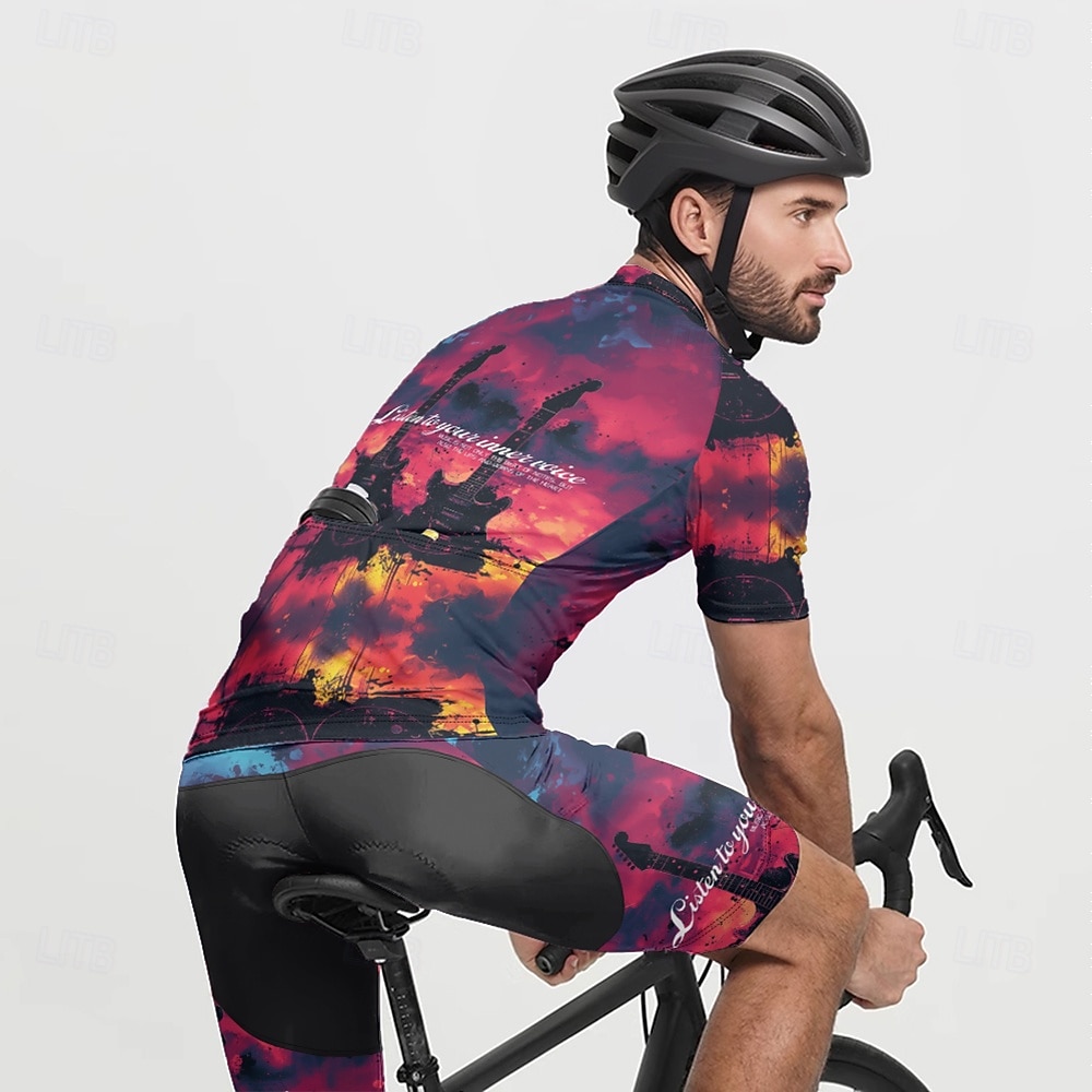 Men's Cycling Jersey Gradient Letter & Number Short Sleeve Bike Tee Tshirt Jersey with 3 Rear Pockets Mountain Bike MTB Quick Dry Anatomic Design Wicking Breathable Sports Yellow Blue Fuchsia 2026 - $25.99 –P9