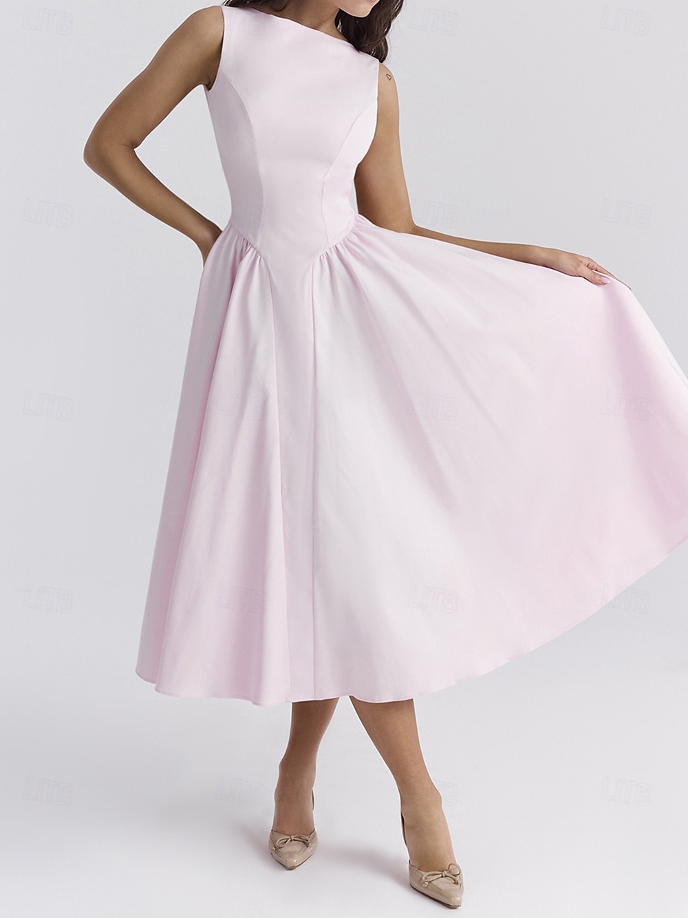 Retro Vintage 1950s Midi Dress Flare Dress Spaghetti Strap Corset Solid Color A-Line Slash Neck Women's Masquerade Wedding Vacation Tea Party Adults' Dress 2025 - $26.99 –P2