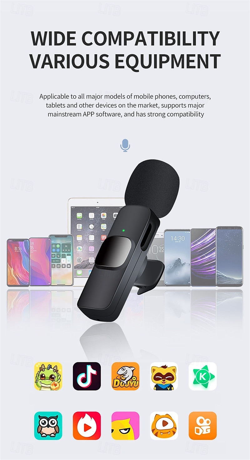 2.4G Wireless Lavalier Microphone Video Shooting Live Microphone Portable Audio Video Recording Mini Mic for IOS Android 2025 - $22.99 –P8