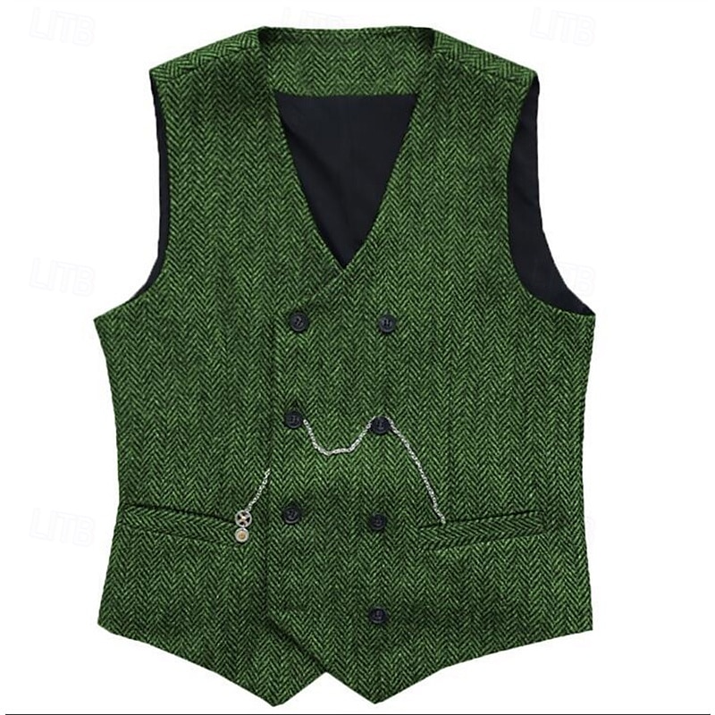 Herre سترة Veste Gilet Feriereise Daglig Bryllupsfest Stevnemøte Mote Fritid Vår Høst Knapper Lomme Polyester Bekvem عادي Dobbeltkneppet V-hals Normal Sølv Svart Rød Burgunder Vest 2025 - $37.99 –P7