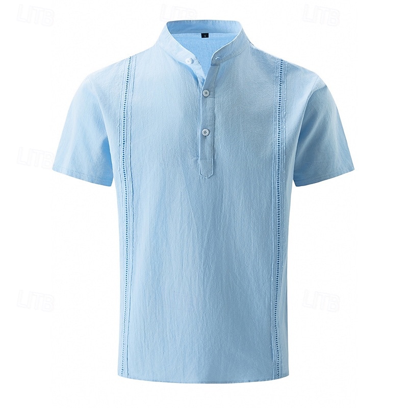 Per uomo Camicia Camicia di lino Camicia casual Camicia con Bottoni Camicia di cotone Semplice Vacanza Streetwear Nero Bianco Rosa Cachi Manica Corta Colletto alla coreana Estate Abbigliamento del 2025 a $23.99 –P2