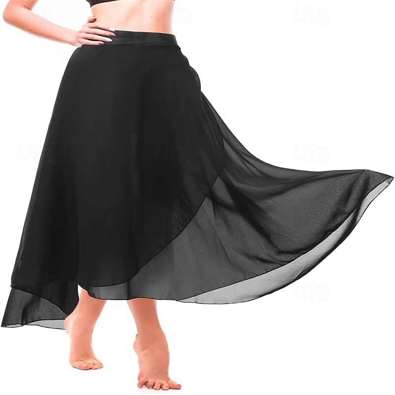 γυναικείο φόρεμα με περιτύλιγμα μπαλέτου σιφόν φούστα χορού με ρυθμιζόμενο δέσιμο μέσης γυμναστικής και φούστες χορού μπαλέτου για γυναίκες μαύρα ενδύματα χορού 2026 - $36.99 –P5