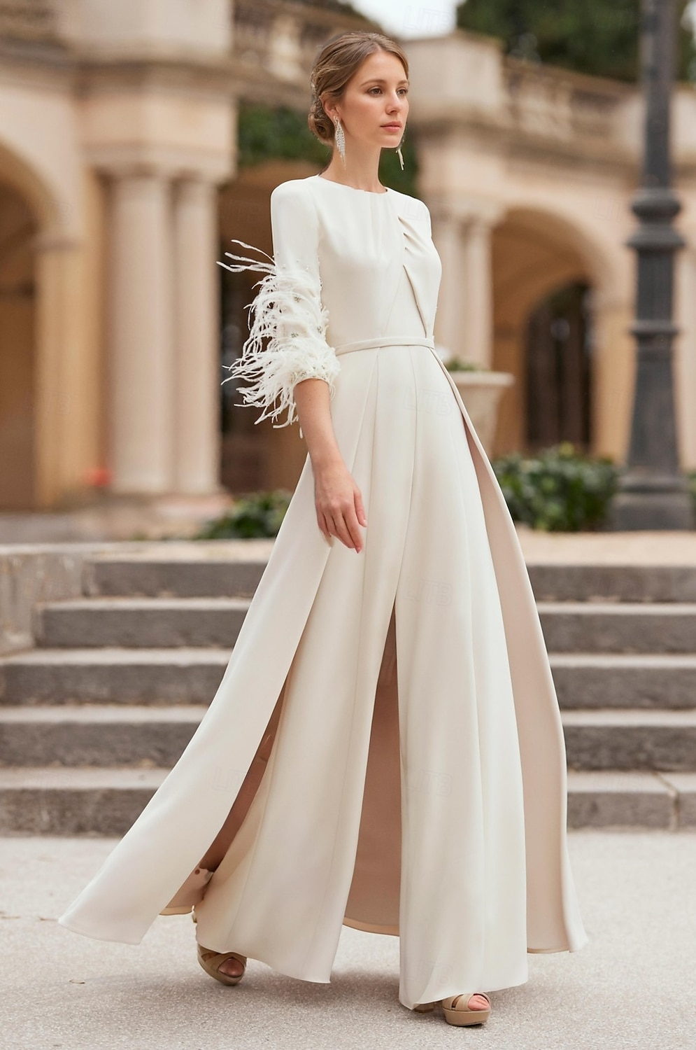 Jumpsuit Formal Wedding Mother of the Bride Elegant Vintage Floor Length Stretch Chiffon Half Sleeve with Derby  Race Day Dress 2025 2025 - $216.99 –P1