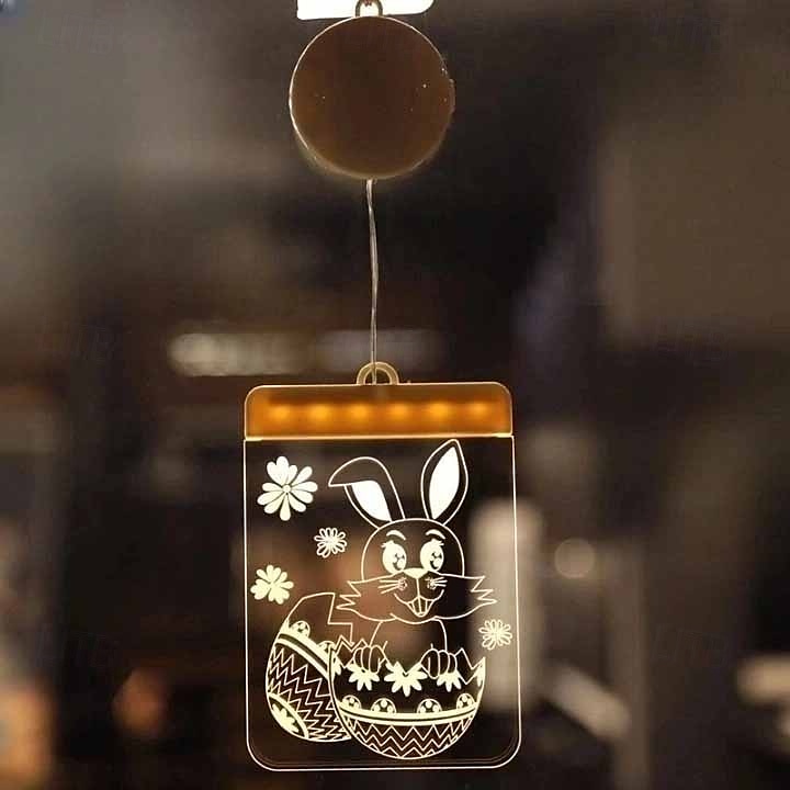 مصباح أرنب عيد الفصح على شكل بيضة عيد الفصح مع نافذة شفط، مصباح ديكور لحفلة عشاء احتفالية، مزود طاقة بصندوق بطارية AAA 2025 - $5.49 –P4