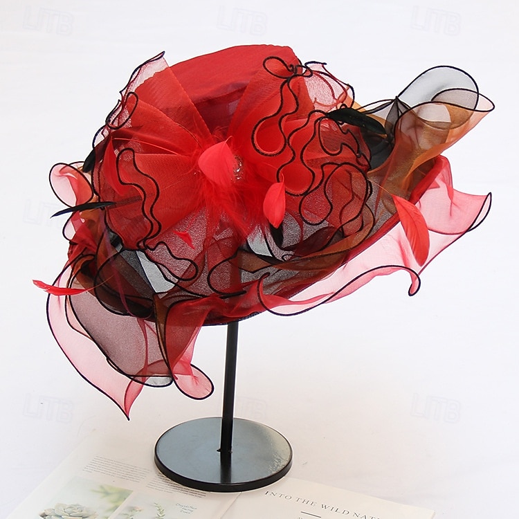 hattar Organza Solhatt Kvällsfest Helgdag Tebjudning cocktail Elegant Vintage söt stil Med Blomma Hårbonad Huvudbonader 2026 - $43.99 –P13