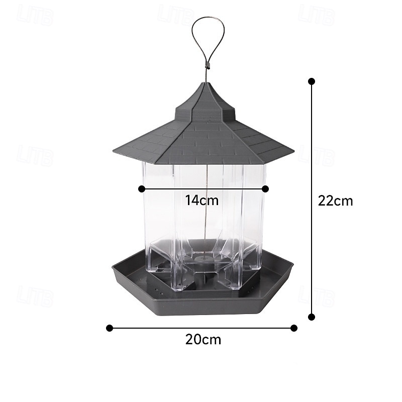 voederbak voor wilde vogels, hangend, waterdicht prieel, voederbak voor vogels met dak, grijs 2025 - $12.49 –P7