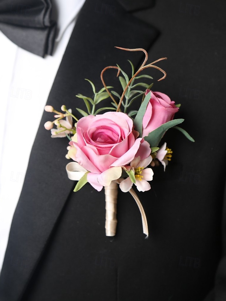 butoniera de nunta si corsajul de la incheietura mainii – accesorii florale elegante de trandafiri artificiali pentru mire, miri, domnisoare de onoare si evenimente speciale 2025 - $11.99 –P1