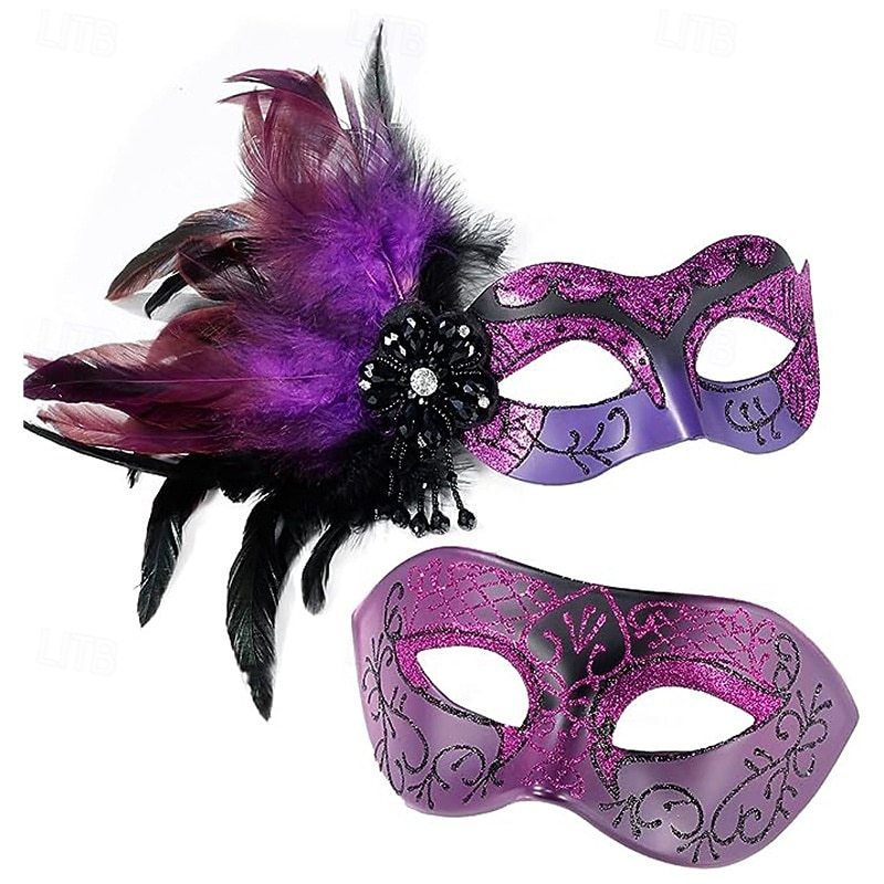 Karnevalsmaske Venezianische Maske Columbina Erwachsene Herren Damen Halbes Gesicht Party Maskerade Karneval von Venedig Karneval Einfaches Karnevalskostüm 2025 - $32.99 –P3