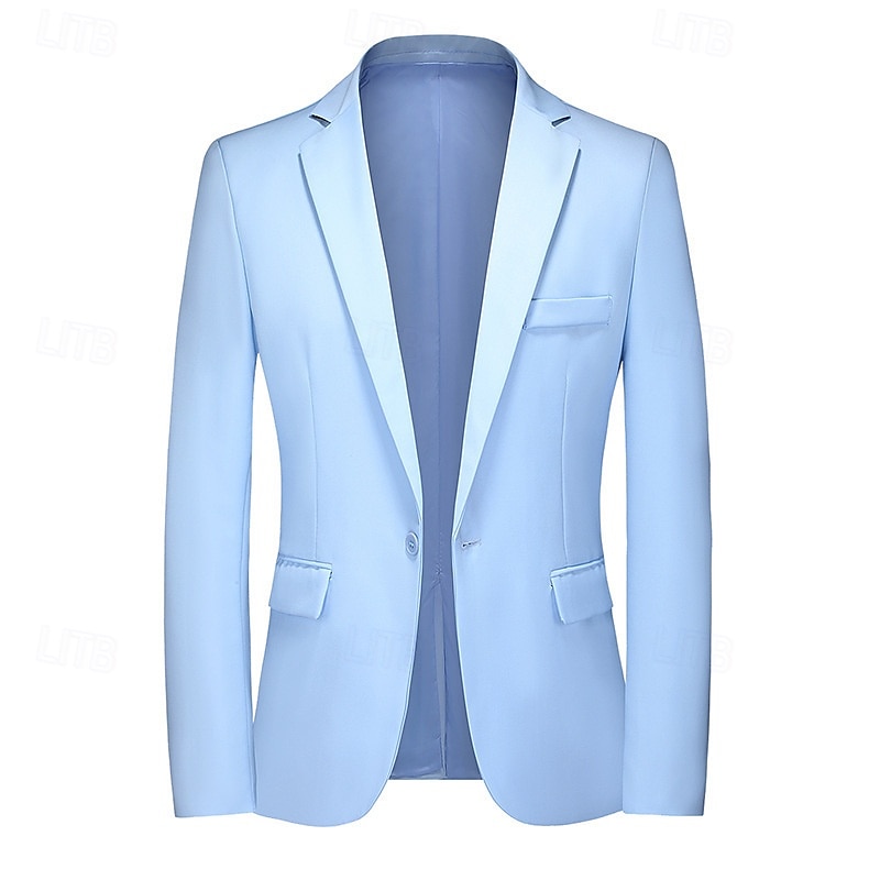 Herre Blazer Virksomhet Cocktailfest Bryllupsfest Mote Fritid Vår Høst Lin عادي Knapper Lomme Bekvem Enkeltkneppet Blazer Svart Gul Navyblå Himmelblå 2025 - $58.99 –P1