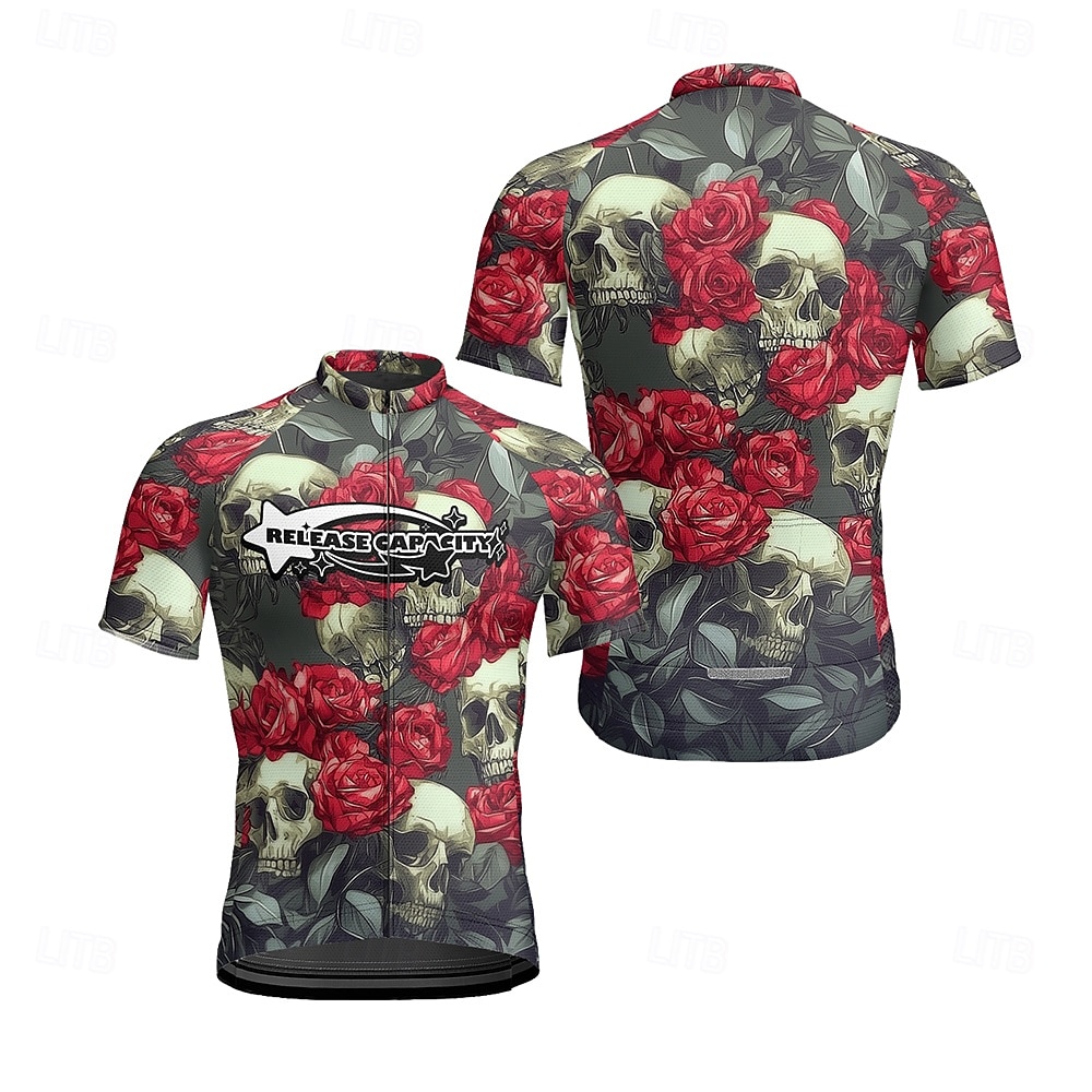 Homme Maillot de cyclisme Crâne Manche Courte Cyclisme T-shirt Maillot avec 3 poches arrière VTT Vélo tout terrain Séchage Rapide Design Anatomique Évacuation de l'Humidité Respirant Des sports Noir de 2025 ? $25.99 –P8