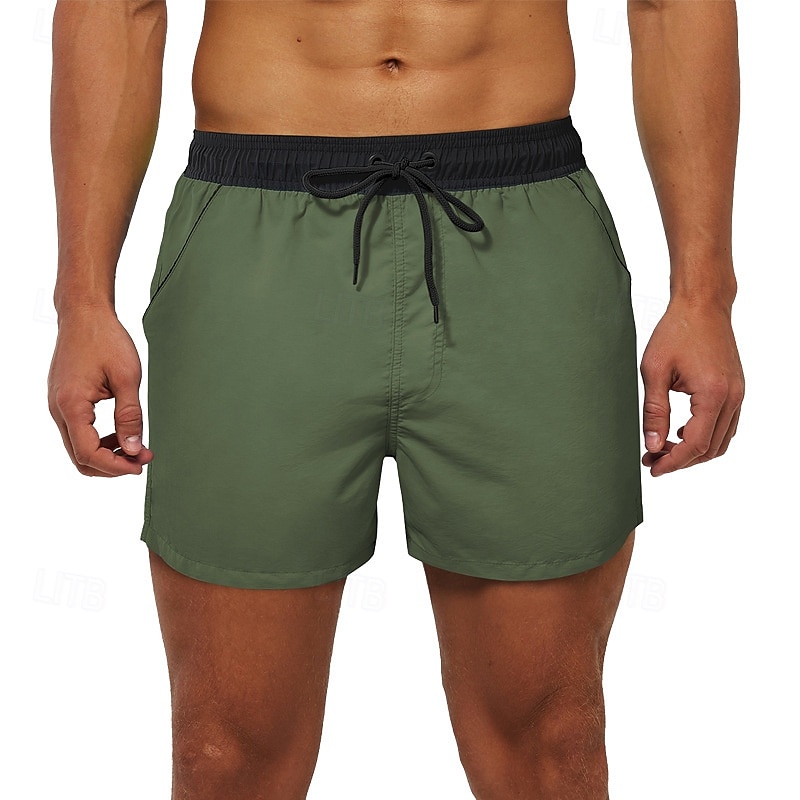 Homens Calção Justo de Natação Shorts de Natação Bermuda de Surf Calças Com Cordão Com bolsos Natação Surfe Praia Esportes Aquáticos Retalhos Cor Sólida Verão Primavera de 2025 por $25.99 –P20