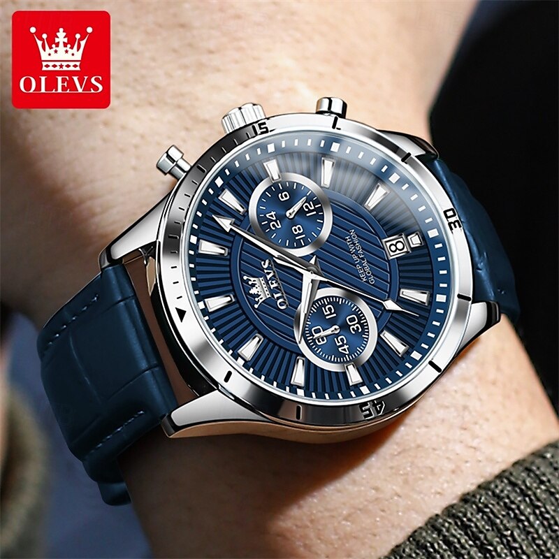 New Olevs Men'S Business Watch Chronograph Calendar 24-Hour Indicator Multi-Functional Quartz Watch Fashion Trend Waterproof Sports Watch 2025 - $35.99 –P12