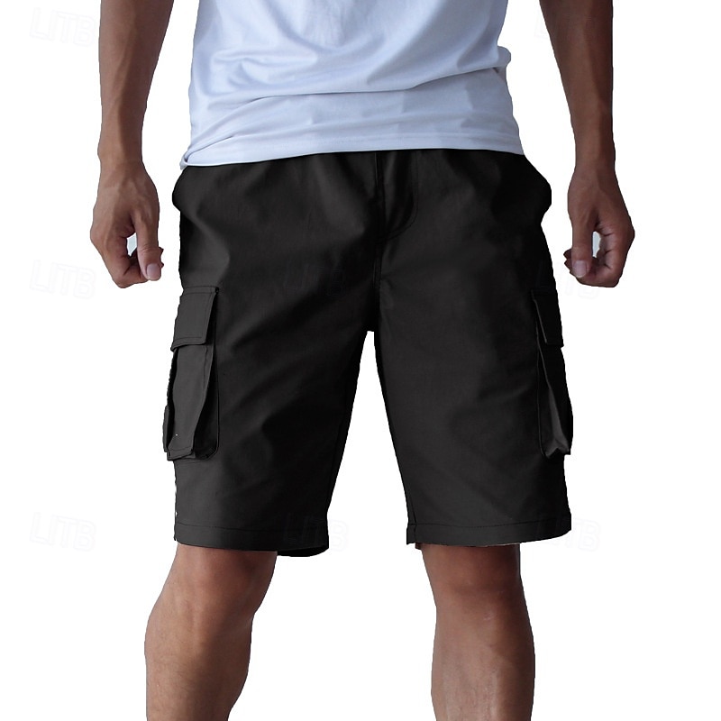 Homens Bermuda Cargo Calção Shorts de verão Shorts de Trilha Com Cordão Cintura elástica Bolso multi Tecido Conforto Vestível Comprimento do joelho Ao ar livre Esporte Diário Moda Casual Preto Azul de 2025 por $21.99 –P7
