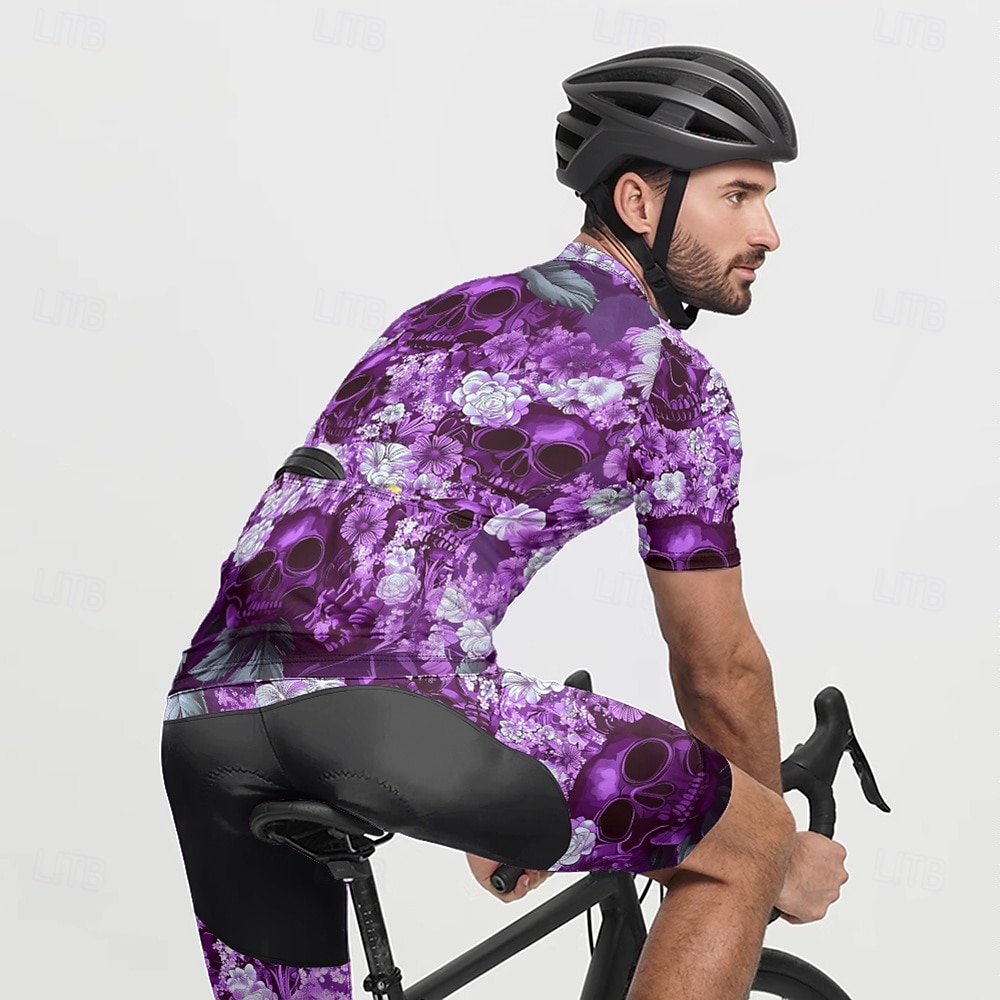 Homme Maillot de cyclisme Crâne Manche Courte Cyclisme T-shirt Maillot avec 3 poches arrière VTT Vélo tout terrain Séchage Rapide Design Anatomique Évacuation de l'Humidité Respirant Des sports Noir de 2025 ? $25.99 –P18