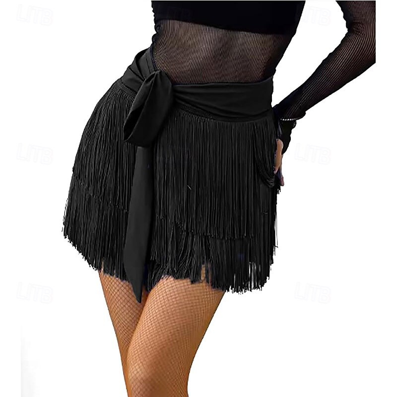 fustă de dans cu franjuri pentru fete adolescente fuste mini înfășurate în creion latin pentru club de noapte festival carnaval 2025 - $32.99 –P1
