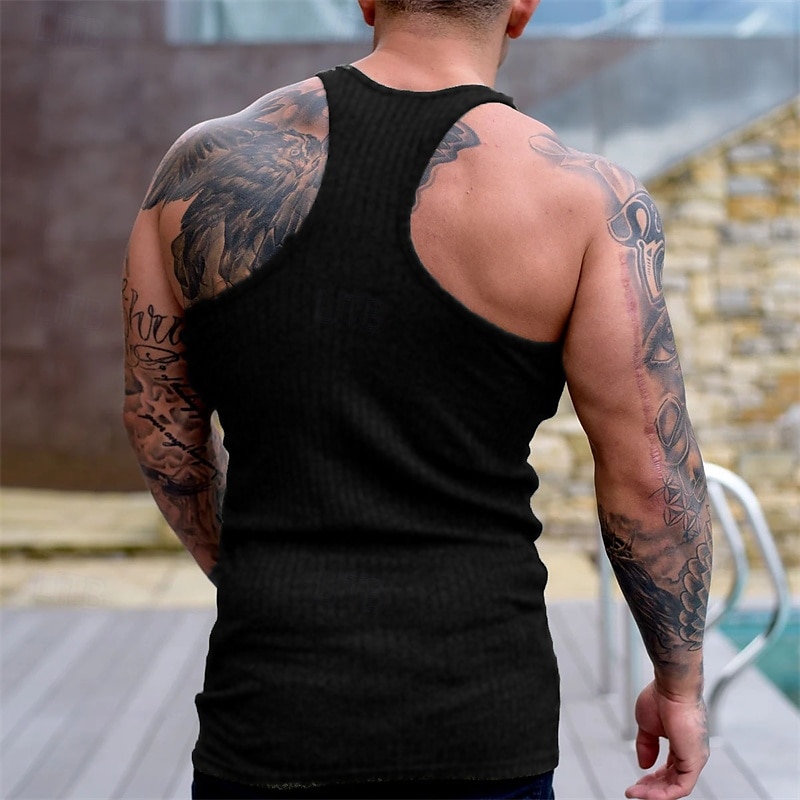 Men's Tank Top Vest Top Undershirt Sleeveless Shirt Sleeveless U Neck Summer Plain Fashion Designer Basic Vacation Street Going out Black White Top Tee for Men 2025 - $10.99 –P5