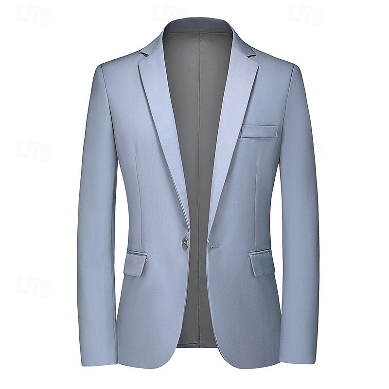 Herre Blazer Virksomhet Cocktailfest Bryllupsfest Mote Fritid Vår Høst Lin عادي Knapper Lomme Bekvem Enkeltkneppet Blazer Svart Gul Navyblå Himmelblå 2025 - $58.99 –P9
