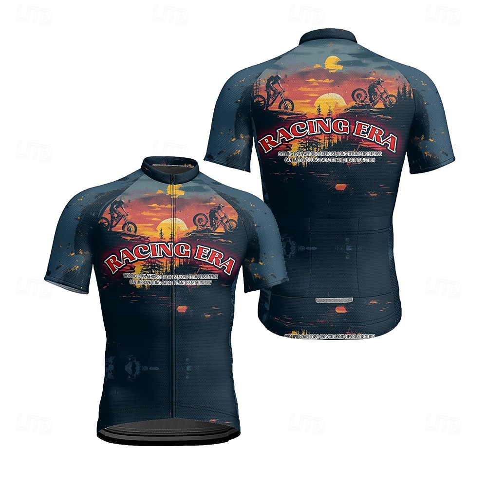 Men's Cycling Jersey Gradient Letter & Number Short Sleeve Bike Tee Tshirt Jersey with 3 Rear Pockets Mountain Bike MTB Quick Dry Anatomic Design Wicking Breathable Sports Yellow Blue Fuchsia 2026 - $25.99 –P11