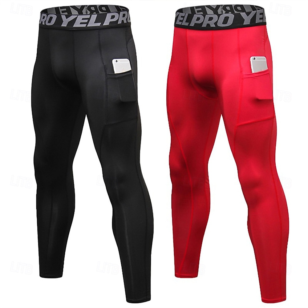 Men's Compression Pants Running Tights Leggings with Phone Pocket Base Layer Athletic Winter Spandex Breathable Quick Dry Sweat wicking Power Flex Fitness Gym Workout Running Skinny Sportswear 2025 - GBP £14 –P6