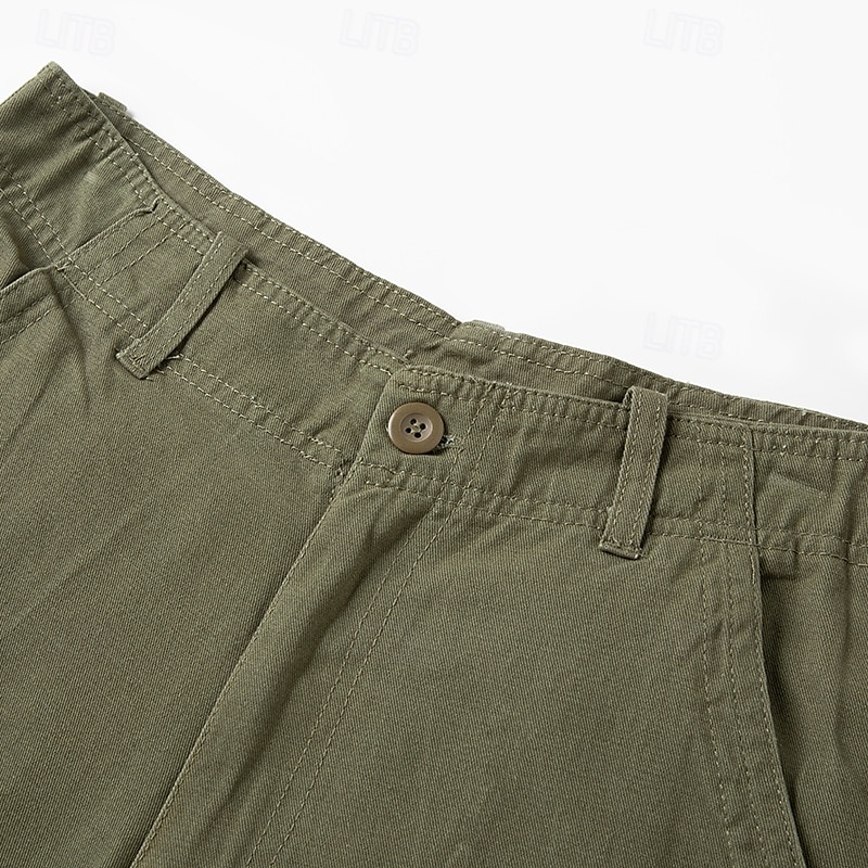 Herren Cargo Shorts Kurze Hosen Shorts Kurze Hosen Sommer-Shorts Knopf Multi Pocket Glatt Komfort tragbar Knielänge Outdoor Sport Täglich Modisch Brautkleider schlicht Schwarz Khaki 2025 - $18.99 –P5