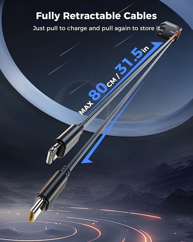 intrekbare autolader 120w supersnel opladen metalen sigarettenaansteker 4 in 1 auto opladen 2025 - $31.99 –P6