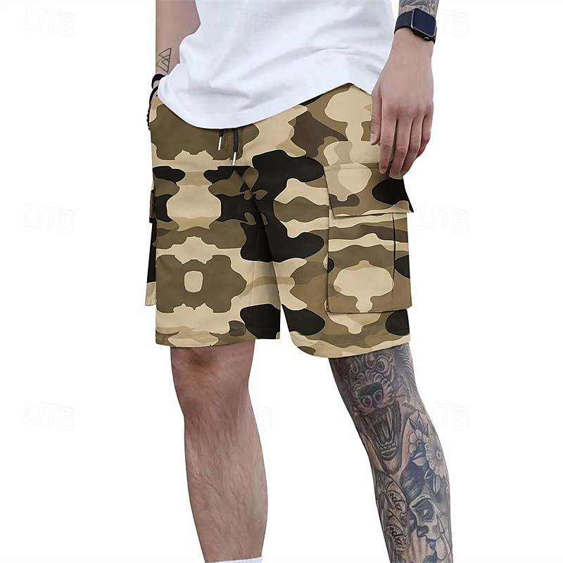 Homens Bermuda Cargo Shorts camuflados Calção Shorts de verão Com Cordão Cintura elástica Bolso multi Côr Camuflagem Conforto Vestível Comprimento do joelho Ao ar livre Esporte Diário Moda Casual de 2025 por $18.99 –P15