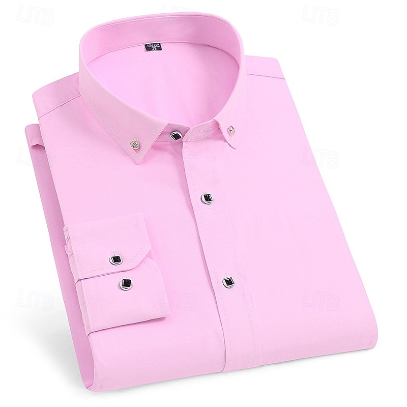 Herren Hemd Oberhemd Knopfhemd Glatt Hochzeit Party Schwarz Weiß Rosa Wein Langarm Kargen Frühling Herbst Bekleidung Tasche 2025 - $19.99 –P9
