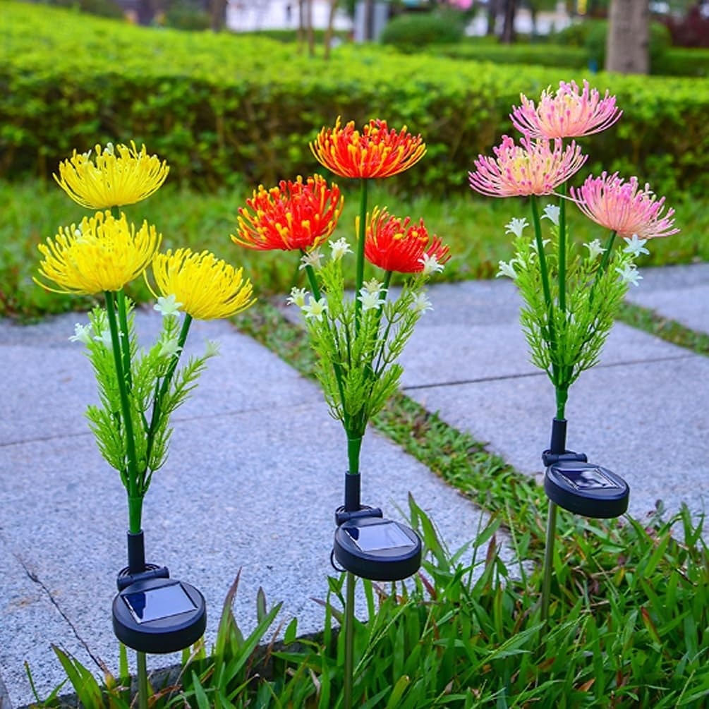 Lámpara de inserción de campo de flores junto al mar con energía solar para exteriores, 2 piezas, lámpara de decoración de césped para camino de jardín y patio, lámpara de decoración de ambiente de 2025 - $21.99 –P7