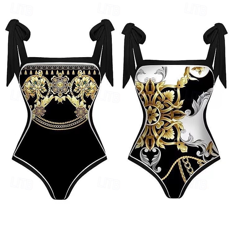 Dame Badetøy 2 stk Monokini Badedrakt T-skjorte i ett stykke Midjekontroll Høy Midje Tynn Åpen rygg Ferie Strand Klær Blomstret Dyp utringing Ermeløs Badedrakter 2026 - $54.99 –P5