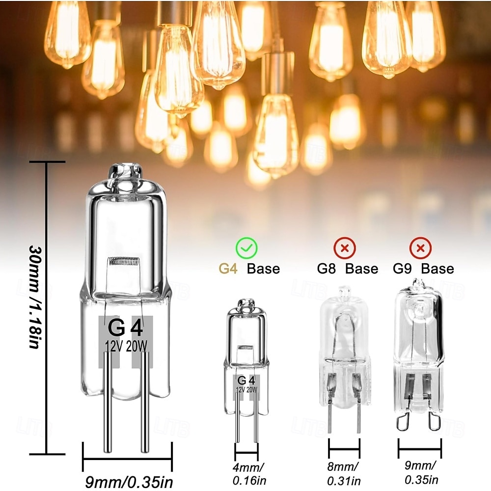 G4  Bi-pin Base Halogen Bulb 12V 10W 20W G4 Halogen Light Bulb for Under Cabinet Puck Light Chandeliers Accent Lights Track Lighting 20pcs 2025 - $12.99 –P2
