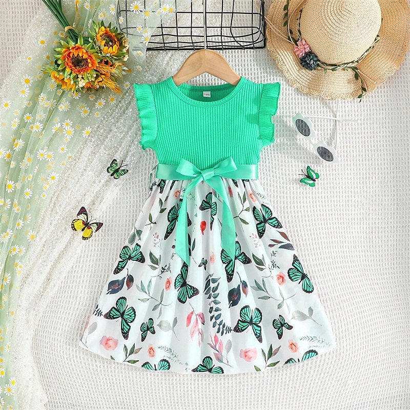 Děti Dívčí Šaty Květinové šaty Květiny Bez rukávů Venkovní Ležérní Volány Módní Denní Polyester Délka ke kolenům Volnočasové šaty Áčkové šaty Léto 4 roky + Světlá růžová Rubínově červená Fialová 2025 - $20.99 –P10