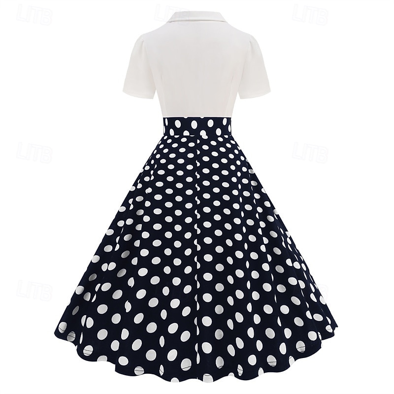 1950s Retro Vintage Rockabilly Knee Length Dress Tea Dress Swing Dress Polka dots Fit & Flare Swing Fancy Dress Women's Christmas Carnival New Year Homecoming Daily Wear Bachelorette Party Adults' 2026 - $32.99 –P14