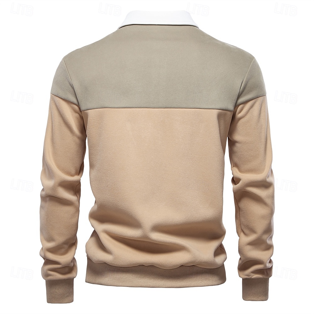 Herr Polo sweatshirt Gul Armégrön Rubinrött Blå Grön Kavajslag Färgblock Ledigt Dagligen Sport Ledigt Vår & Höst Kläder Pull Tröjor Långärmad 2025 - $25.99 –P18