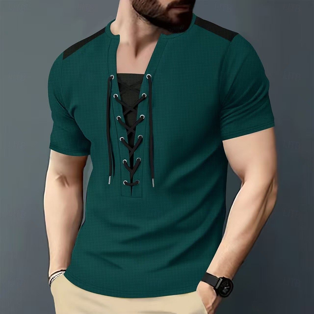 Men's Henley Shirt Tee Short Sleeve Shirt Tee Top Short Sleeve Crewneck Summer Color Block Solid / Plain Color Fashion Designer Fashion Vacation Street Going out Wine Black White Top Tee for Men 2025 - $20.99 –P12