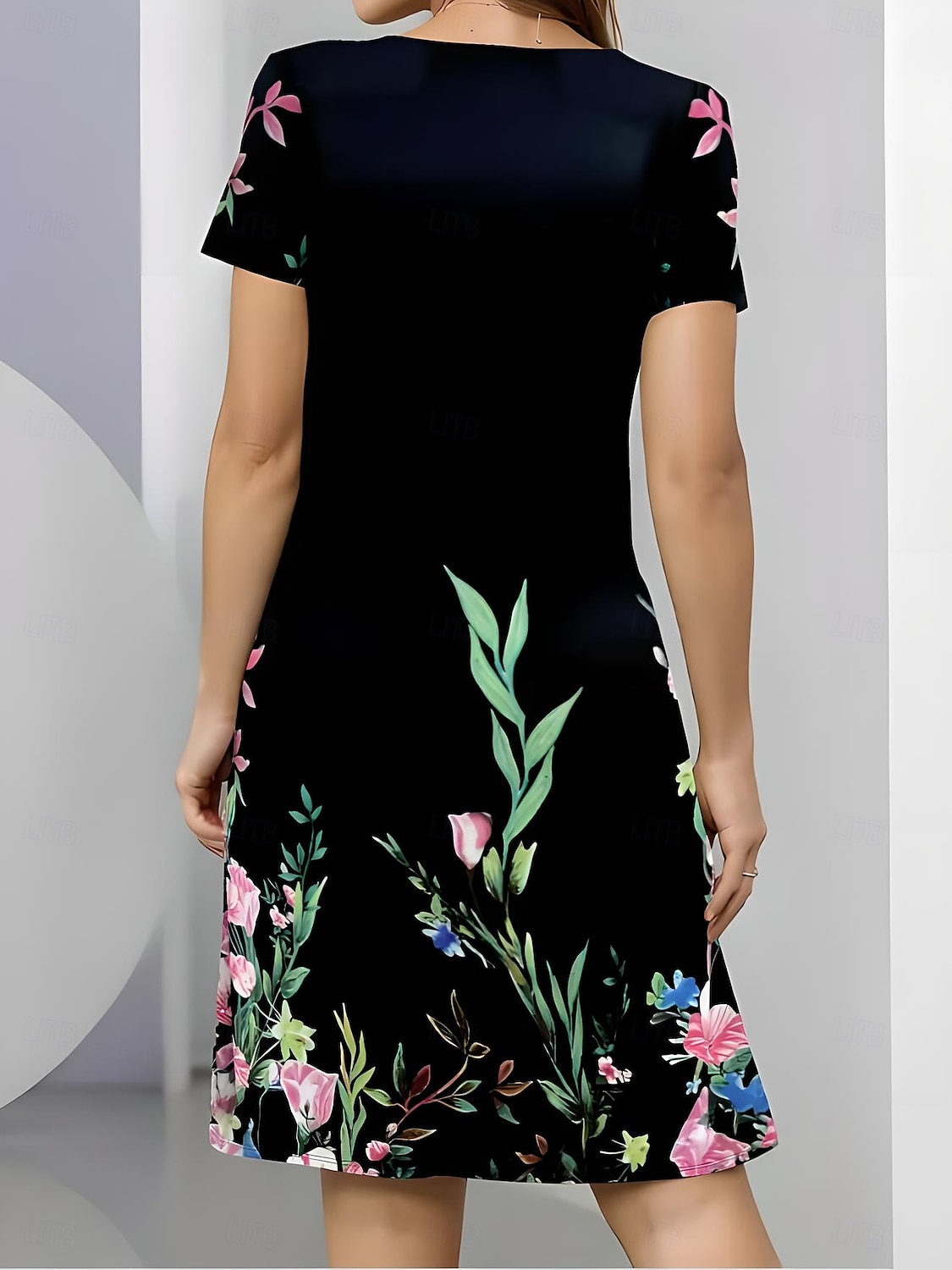 Naisten Midimekko Rento mekko Tpaitamekko Kesämekko Midi mekko Tyylikäs Böömi Loma Loma Pyhäpäivä Deitti Loose Fit Kukka Lyhythihainen Tiukka pyöreä kaula-aukko Musta Kesä 2025 - $32.99 –P2