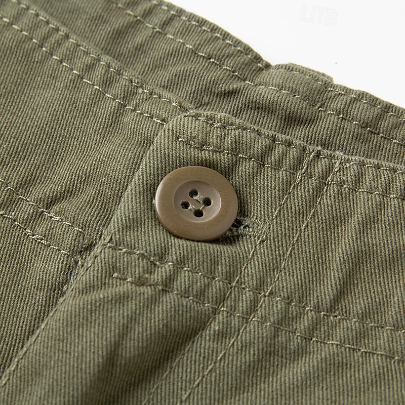 Herren Cargo Shorts Kurze Hosen Shorts Kurze Hosen Sommer-Shorts Knopf Multi Pocket Glatt Komfort tragbar Knielänge Outdoor Sport Täglich Modisch Brautkleider schlicht Schwarz Khaki 2025 - $18.99 –P6