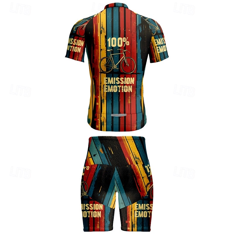 Per uomo Maglia da ciclismo con pantaloncini Manica Corta Mountain Bike MTB Ciclismo su strada Estate Primavera Autunno Nero Rosa Rosso A righe Lettere & Numeri Bicicletta Cerniera Frontale del 2026 a $47.99 –P12