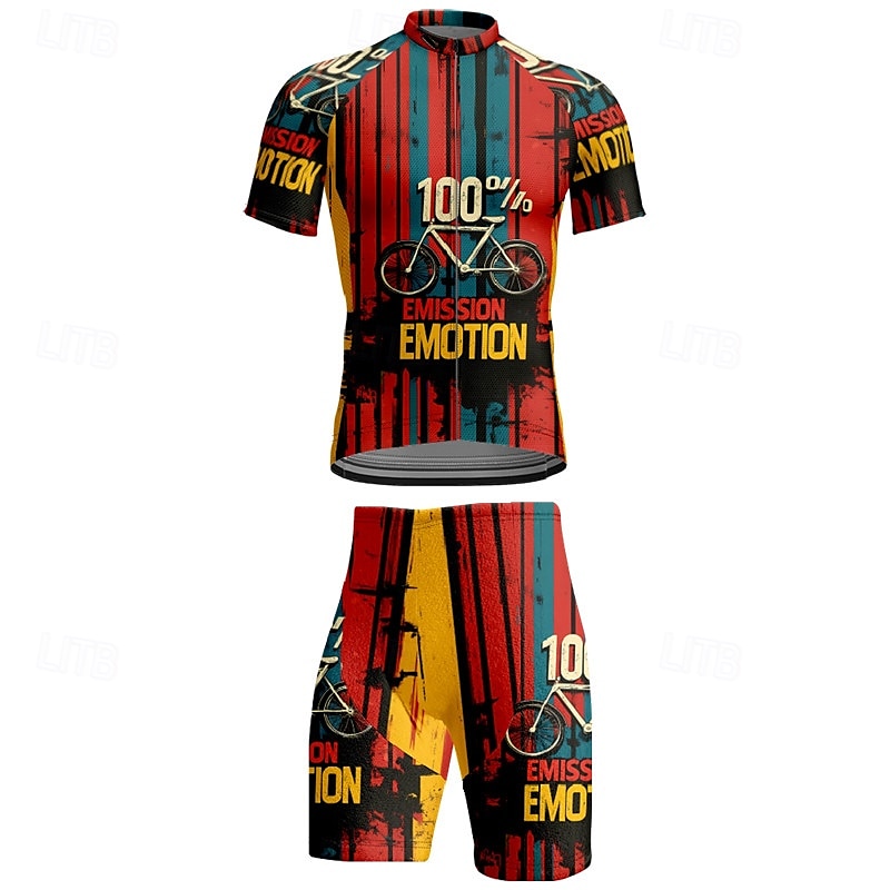 Per uomo Maglia da ciclismo con pantaloncini Manica Corta Mountain Bike MTB Ciclismo su strada Estate Primavera Autunno Nero Rosa Rosso A righe Lettere & Numeri Bicicletta Cerniera Frontale del 2026 a $47.99 –P8