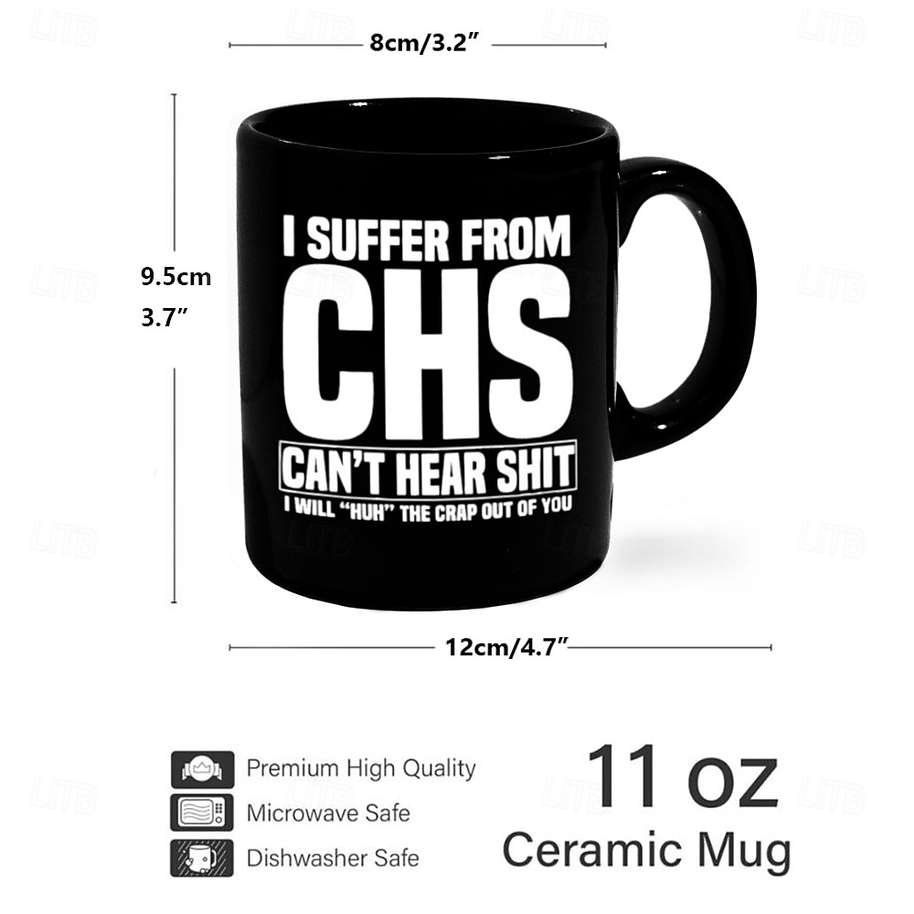 sufar de cana de cafea chs cana neagra retro vintage din ceramica cu design grafic 12 oz/330 ml cadou perfect pentru iubitorii de muzica chitaristi si membrii trupei 2025 - $15.49 –P1
