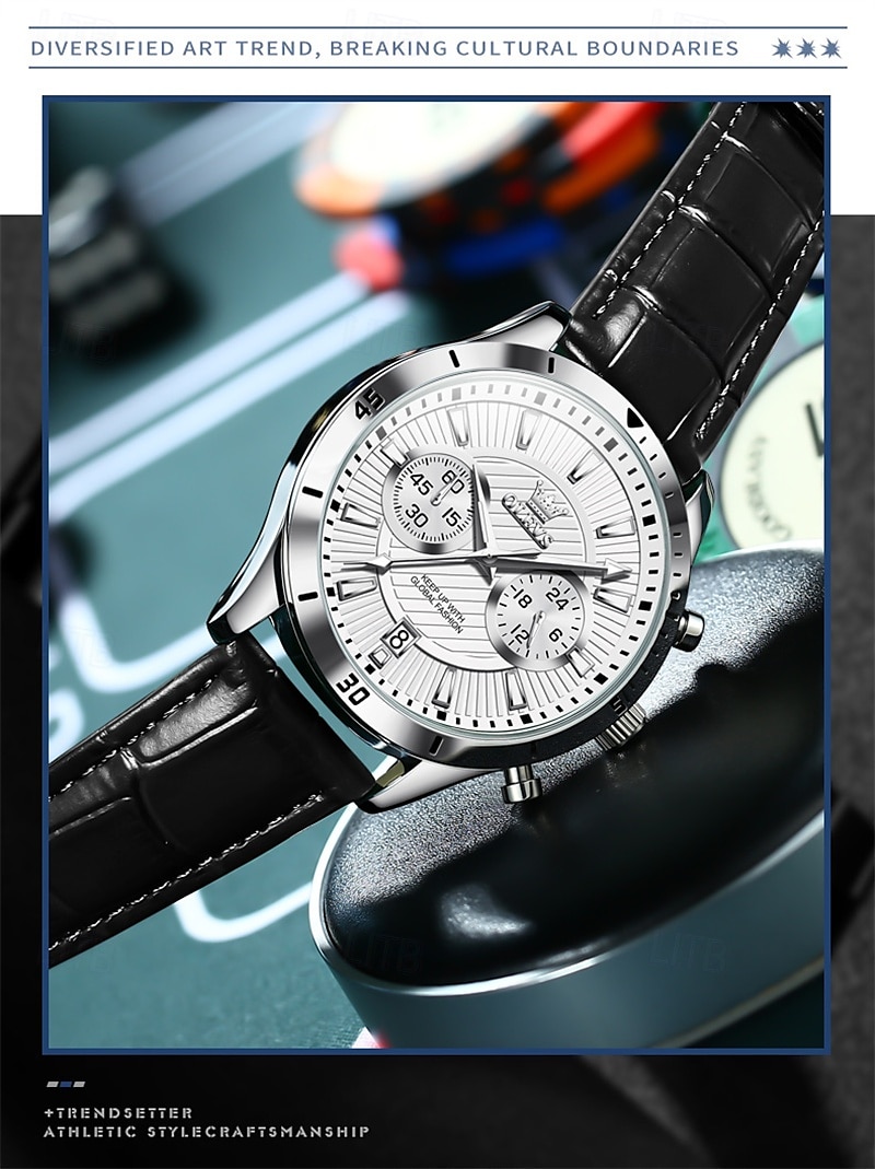 New Olevs Men'S Business Watch Chronograph Calendar 24-Hour Indicator Multi-Functional Quartz Watch Fashion Trend Waterproof Sports Watch 2025 - $35.99 –P6